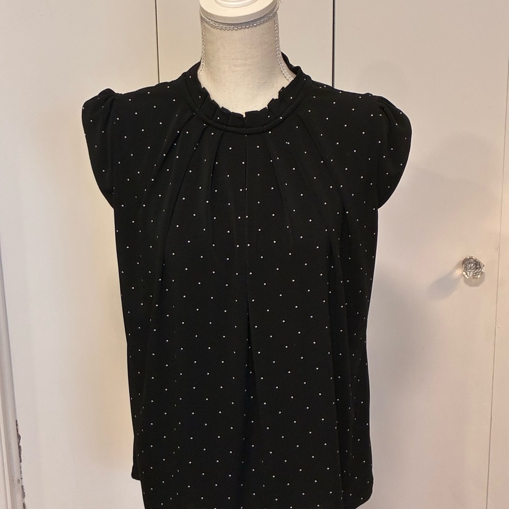 Elle Black Top with White Dots